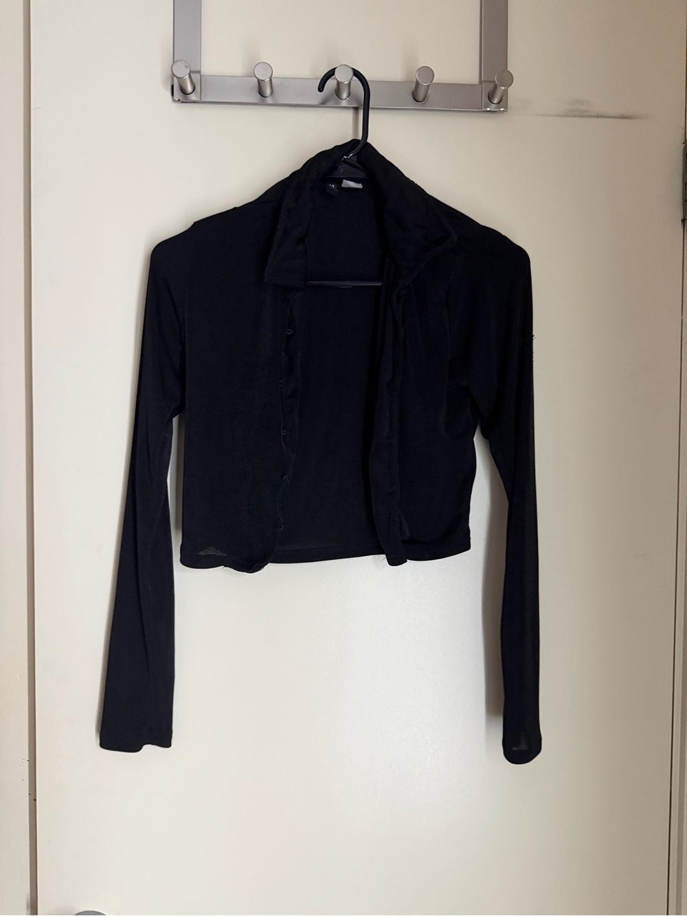 H&M Black Cropped Long-Sleeve Open Cardigan